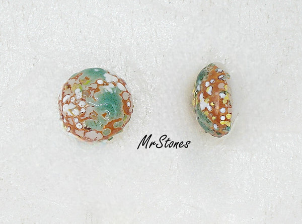 8.2-8.4mm (3189) (39ss) Juliana Easter Egg Orange Green White Round Buff Top Doublet