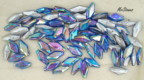 15x7mm (4750/2) Light Sapphire AB Coffin Hexagon Shape West Germany