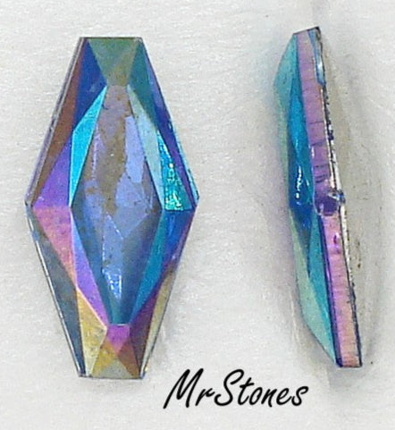 15x7mm (4750/2) Light Sapphire AB Coffin Hexagon Shape West Germany