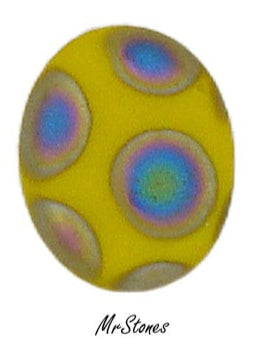 10x8mm (1685) Yellow Peacock Matte Frosted Finish Oval Low Dome Cabochon