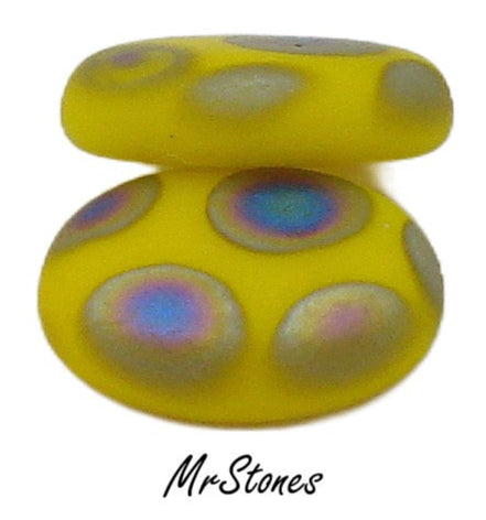 10x8mm (1685) Yellow Peacock Matte Frosted Finish Oval Low Dome Cabochon