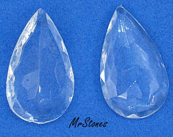 25x15mm (4326/2) TTC Crystal Clear Unfoiled Shallow Cut Pendeloque Pear Shape