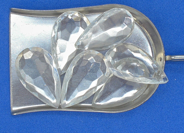 25x15mm (4326/2) TTC Crystal Clear Unfoiled Shallow Cut Pendeloque Pear Shape