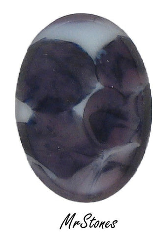 25x18mm (2135) Purple White Marbled Swirl Oval Flat Top Flat Back Reversible? Center Rim