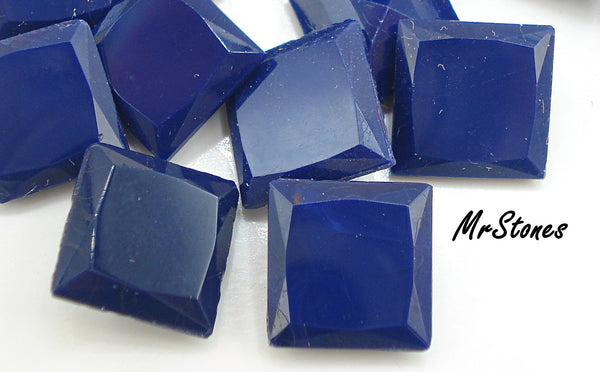 12mm (4400) Lapis Blue Square Shape Large Table Scissor Cut Sides 4.7mm Thick 3pcs/$1.00