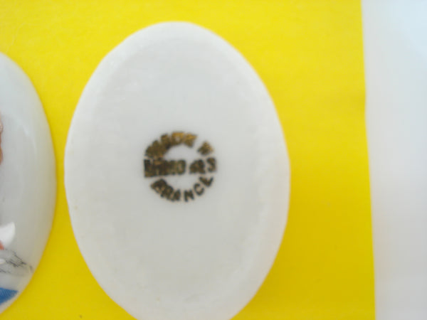 30x22mm Oval Porcelain French Lady in Blue Cabochon Made in France Limoges