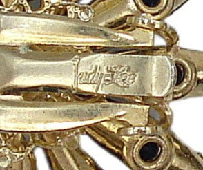 Judy Lee 1.5" Earrings Gold Tone Flower Prong Set Black Marquises Pink Round Center