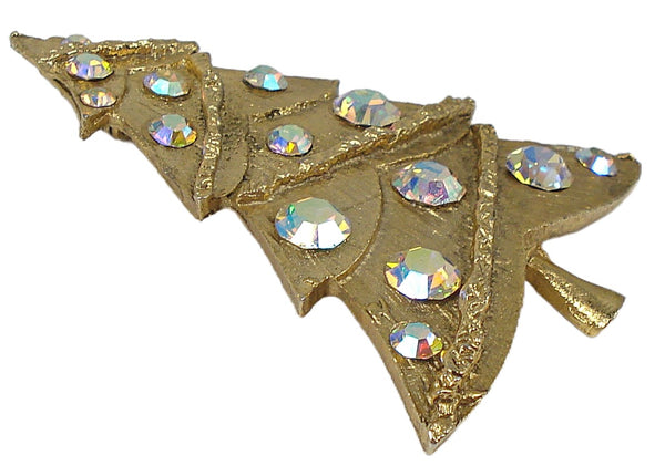 Signed Weiss Christmas Tree Brooch Crystal AB Rhinetones 2.5"