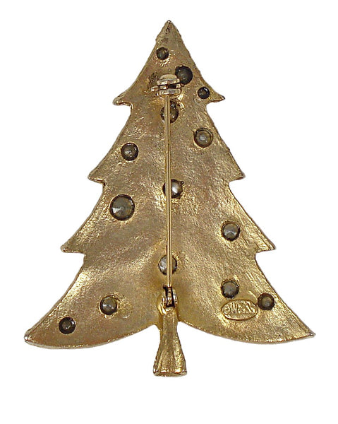 Signed Weiss Christmas Tree Brooch Crystal AB Rhinetones 2.5"