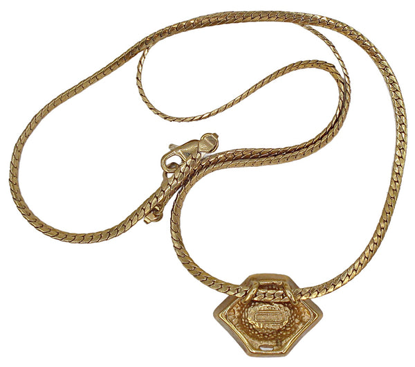 Krementz Pendant Slide Necklace Gold Tone Montana Crystal Rhinestones 16"