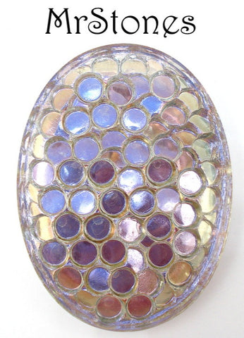40x30mm (7878) Tanzanite Snake Skin Mosaic Oval Cabochon