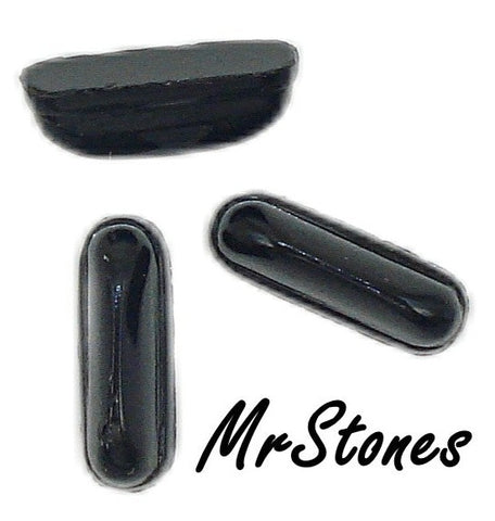 12x4x4.5mm (2195) Jet Black Oval Cabochon High Dome with Spine