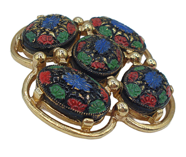 Sarah Coventry Mosaic Style Oval Cabochons Brooch