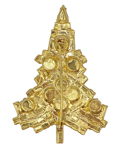 Christmas Tree 2 1/4" Brooch Prong Set Rhinestone Variety