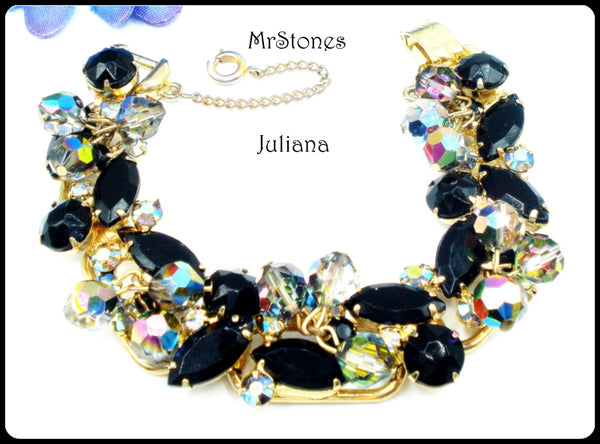 Juliana Cha Cha Bracelet Jet Rhinestones Black AB Beads