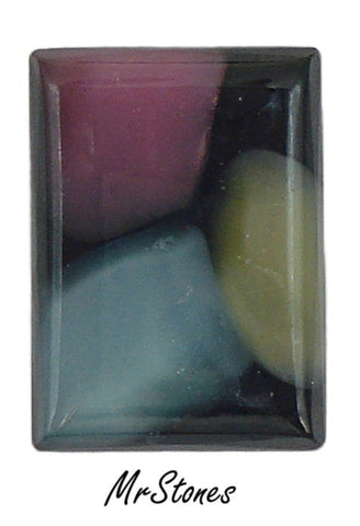 18x13mm (3325) Jet Black Pink Yellow Aqua Moonstone Mosaic Cushion Shape Tile