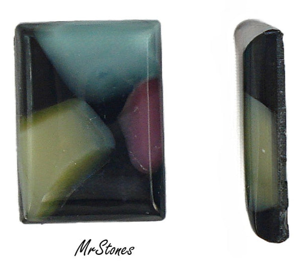 18x13mm (3325) Jet Black Pink Yellow Aqua Moonstone Mosaic Cushion Shape Tile