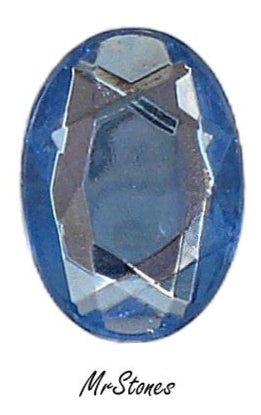 14x10mm (2110/2) Light Sapphire Blue Rose Cut Oval Flatback Silver Foiled