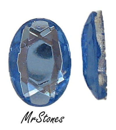 14x10mm (2110/2) Light Sapphire Blue Rose Cut Oval Flatback Silver Foiled