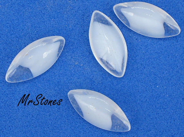 15x7mm (3146) White Givre Clear Unfoiled Marquise Navette Buff Top Doublet