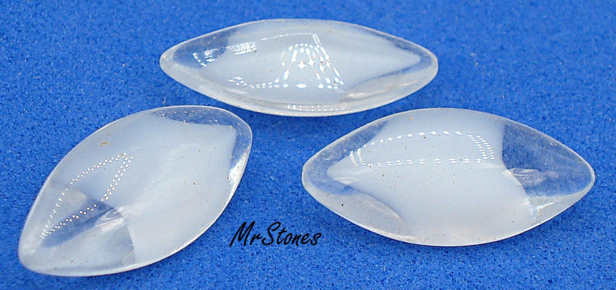 15x7mm (3146) White Givre Clear Unfoiled Marquise Navette Buff Top Doublet