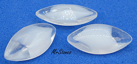 15x7mm (3146) White Givre Clear Unfoiled Marquise Navette Buff Top Doublet