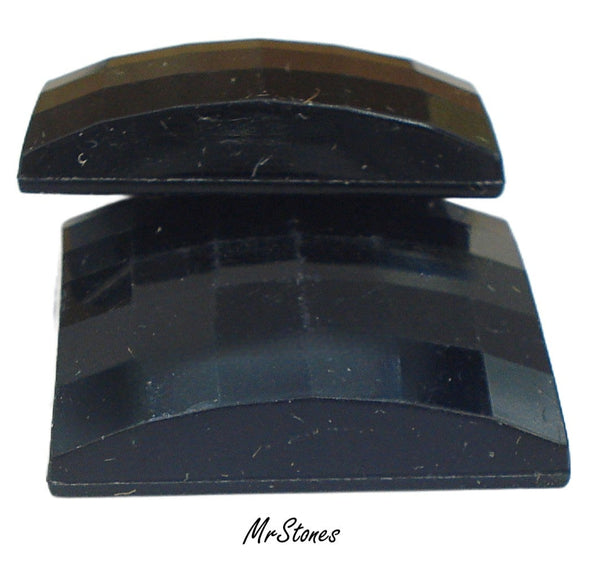 25mm (2062) Jet Black Opaque Square Checkered Top Cabochon 6.6mm Thick