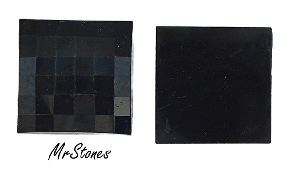 25mm (2062) Jet Black Opaque Square Checkered Top Cabochon 6.6mm Thick
