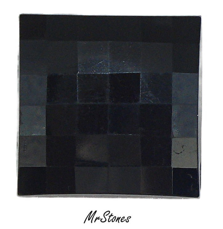 25mm (2062) Jet Black Opaque Square Checkered Top Cabochon 6.6mm Thick
