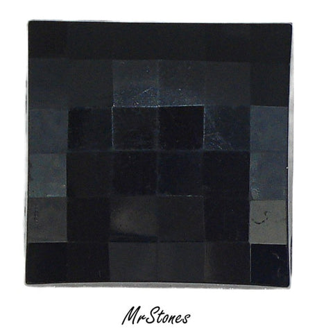 25mm (2062) Jet Black Opaque Square Checkered Top Cabochon 6.6mm Thick
