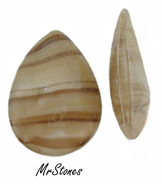 18x13mm (3101) Brown Agate Luster Pear Pendeloque Buff Top Doublet