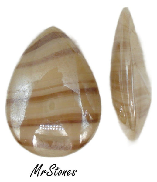 18x13mm (3101) Brown Agate Luster Pear Pendeloque Buff Top Doublet
