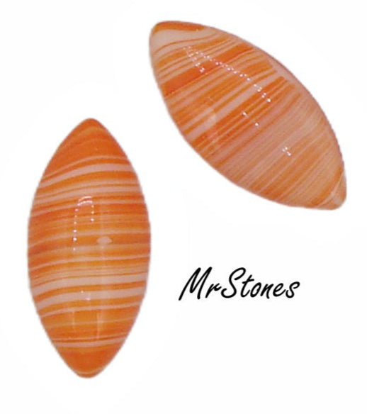 15x7mm (3175) Hyacinth Agate Glass Marquise Navette Cabochon West Germany 4pcs/$1.00