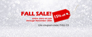Fall Sale! 15 Percent off through November 30th