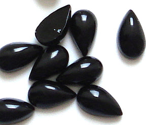 5x3mm Black Onyx Pear shape Cabochons