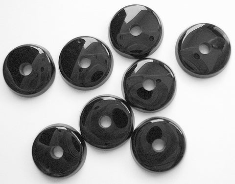 10mm Black Onyx Round Buff-top with 2mm hole