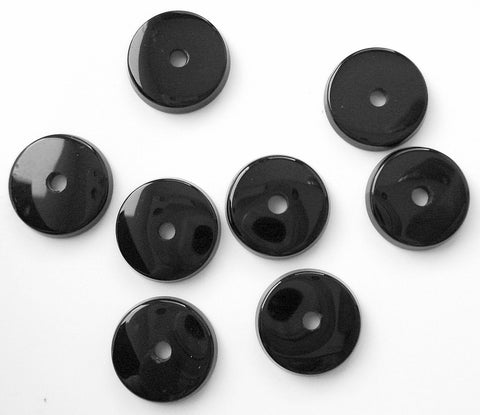 12mm Black Onyx Round Buff-tops with 2mm hole