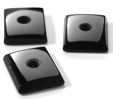 10x8mm Natural Black Onyx Buff-top w/2mm hole Cushion