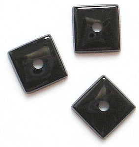 8mm  Black Onyx Buff top Square w/2mm hole