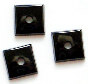 9mm Black Onyx Buff-top Squares w/2mm hole