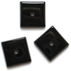 10mm Black Onyx Buff-top Squares w/2mm hole