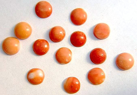 7mm Pink Salmon Coral Round Cabochons