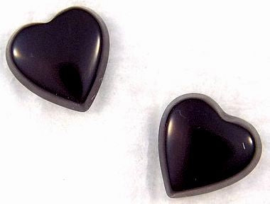 7mm Black Onyx Buff-top Heart Shapes