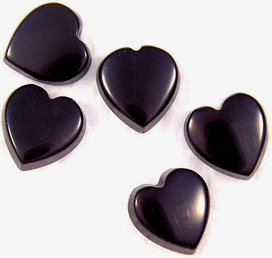 8mm Black Onyx Buff-top Heart Shapes