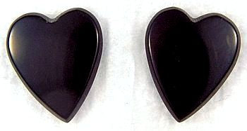 13x11mm Black Onyx Buff-top Heart Shapes