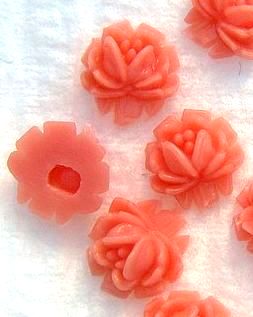 6.5mm Coral Color Flowers (plastic)
