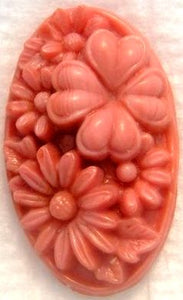 26x15mm Oval Cab Coral Color Molded Flowers