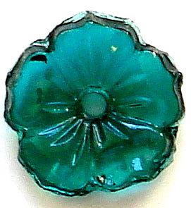 9mm Glass Flower Beads (center hole) Emerald
