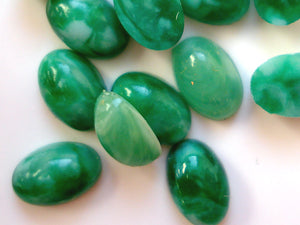 6x4mm glass Chinese Jade Oval Cabochons