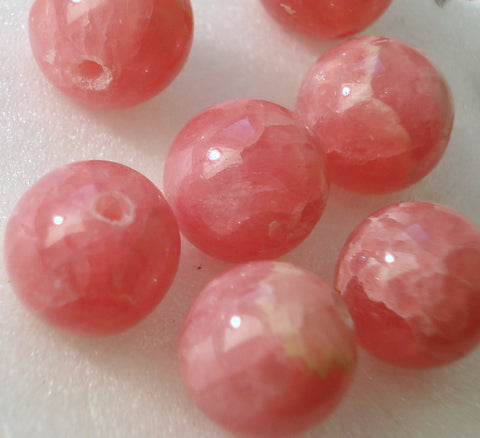 8MM FULLY DRILLED RHODOCROSITE BEADS